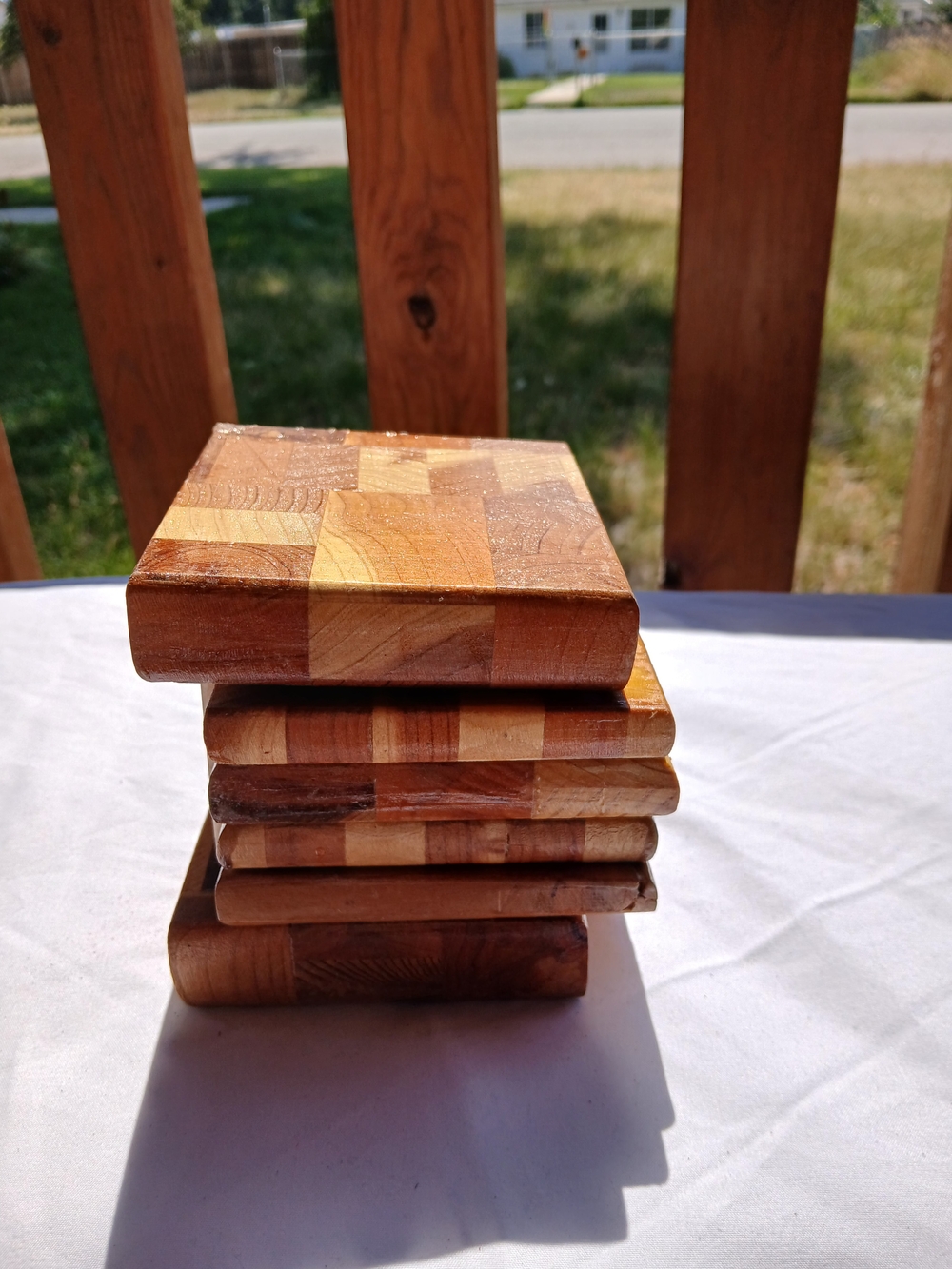 Handmade Wooden Coaster Set - Natural Wood Tones